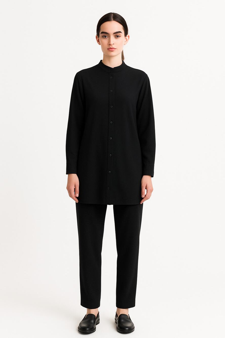 Eileen Fisher women's small medium black silk two piece set top bottoms